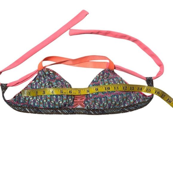 Maaji Neon Coral Pink Pineapple Sea Horse Print Reversible Bikini Top - Picture 7 of 9